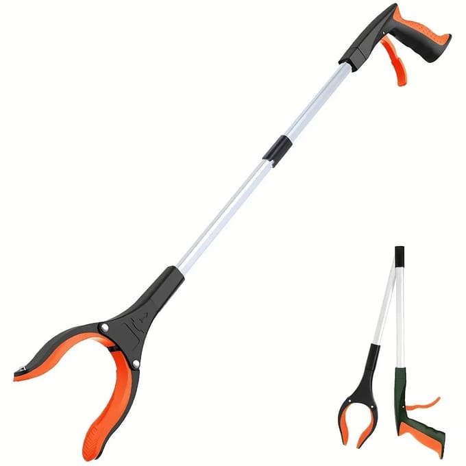 1-Pack 34 pouces Extra Long Grabber Reacher avec mâchoire rotative à 360 ° et aimant pliable Picking Mobility Aid Reach Tool orange