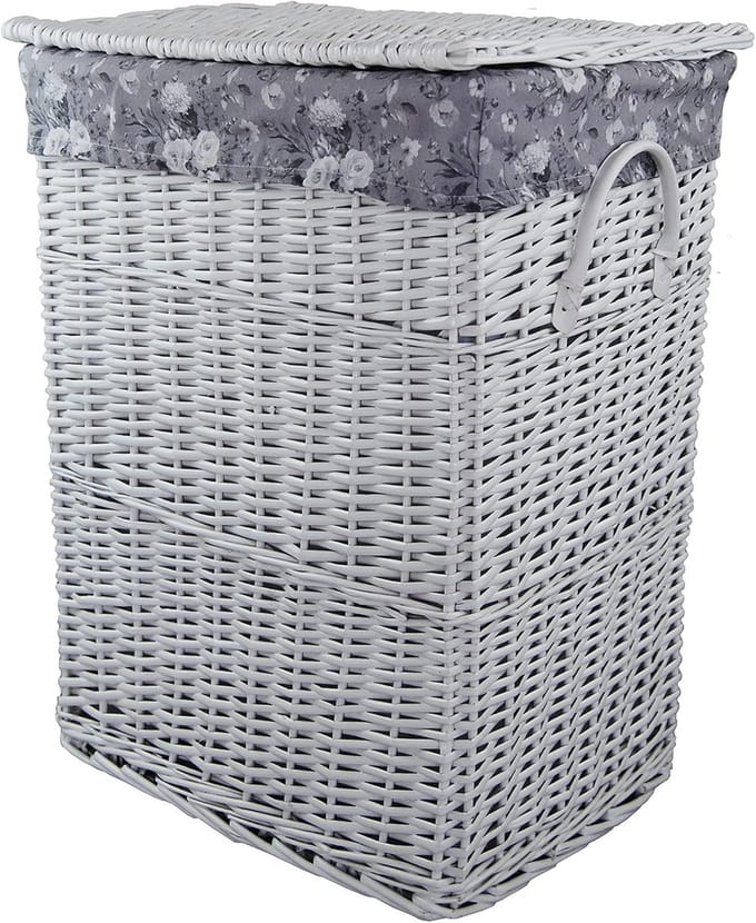 Wasmand van berkehout met bloemenpatroon 40x30x55 cm
