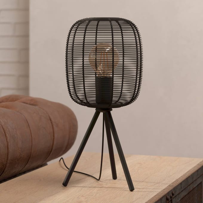 EGLO Rinroe tafellamp, hoogte 44 cm, zwart, staal