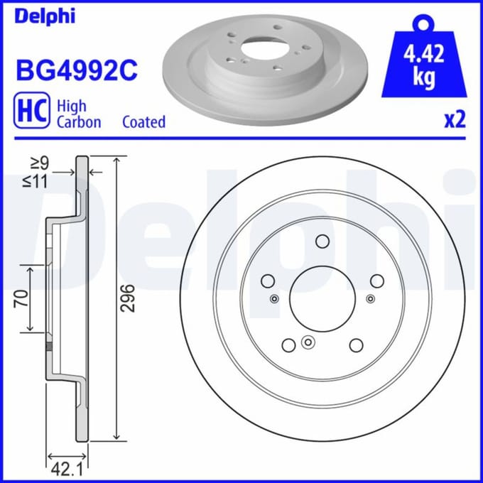 Remschijf DELPHI BG4992C