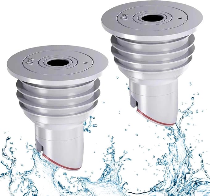 Afvoerstop Wasmachine - Geurstopper Riool - Voorkomt Geurtjes - Met Afsluitventiel - 2 Stuks - Grijs