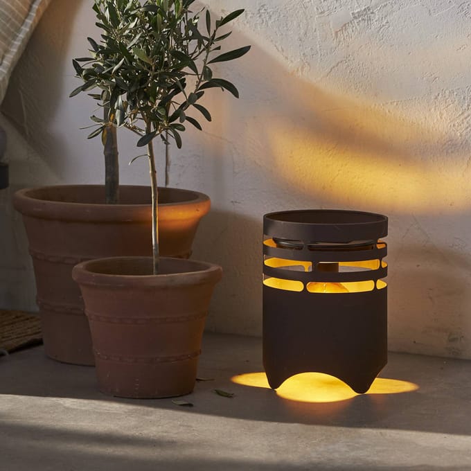 STAR TRADING LED lamp op zonne-energie Marron, hoogte 25 cm, bruin, metaal, USB-C