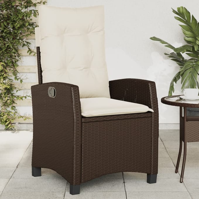 vidaXL - Tuinstoelen - 2 - st - verstelbaar - met - kussens - poly - rattan - bruin