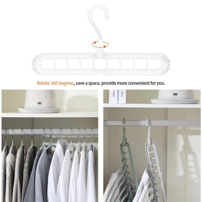 Nordische Draagbare Multifunctionele Hangers 9 Gats Ruimtebesparende Hanger Magische Hanger (Wit) beige