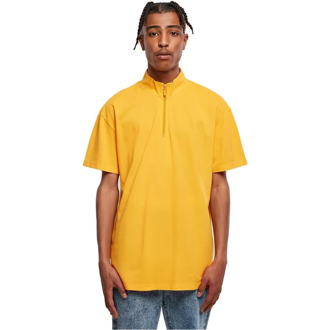 Urban Classics - Boxy Zip Pique Polo shirt - M - Geel