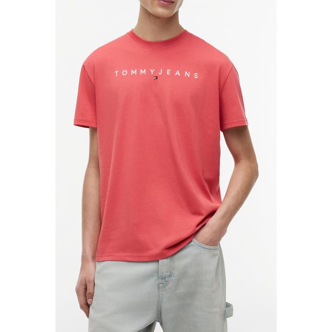 Tommy Hilfiger Regular Linear Logo Anthem Red Größe: S | Basic T-Shirts Outlet | Herren | Rot