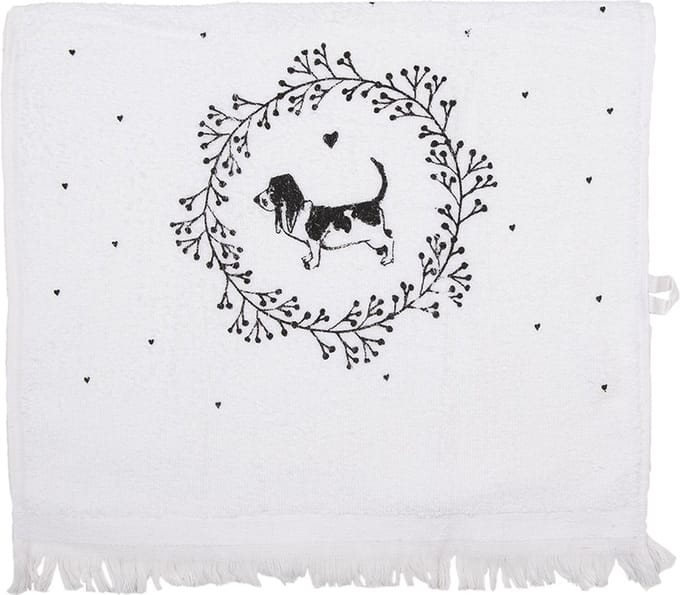 Clayre & Eef Gastendoekje 40x66 cm Wit Katoen Hond