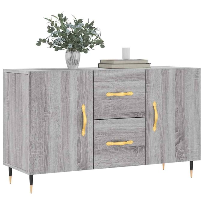 vidaXL - Dressoir - 100x36x60 - cm - bewerkt - hout - grijs - sonoma - eikenkleurig