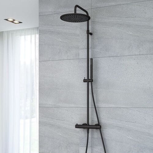 Kronenbach Lima 2.0 Black shower system with thermostat, shower Ø 30 cm 100.2822SM