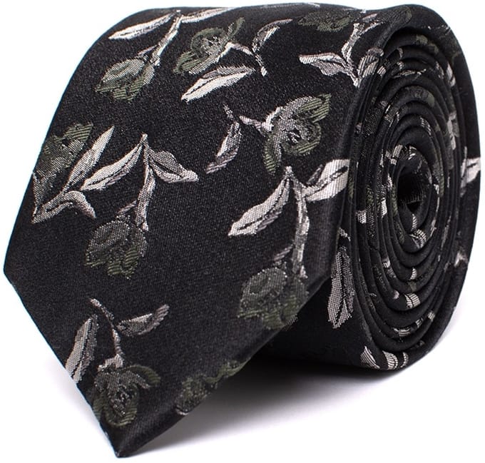 Tresanti DARRY Silk tie with flowers Grey (TRTIIE355 - 200)