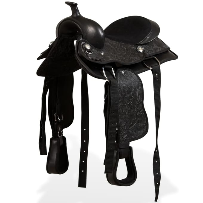 Ensemble de licol et de poitrail de selle western Cuir véritable 12 Noir