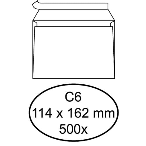 Envelop quantore bank c6 114x162mm zelfklevend wit 500 stuks
