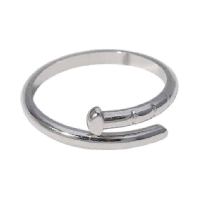 Ring one size-Tijdloze open ring spijker design - Zilverkleur - RVS