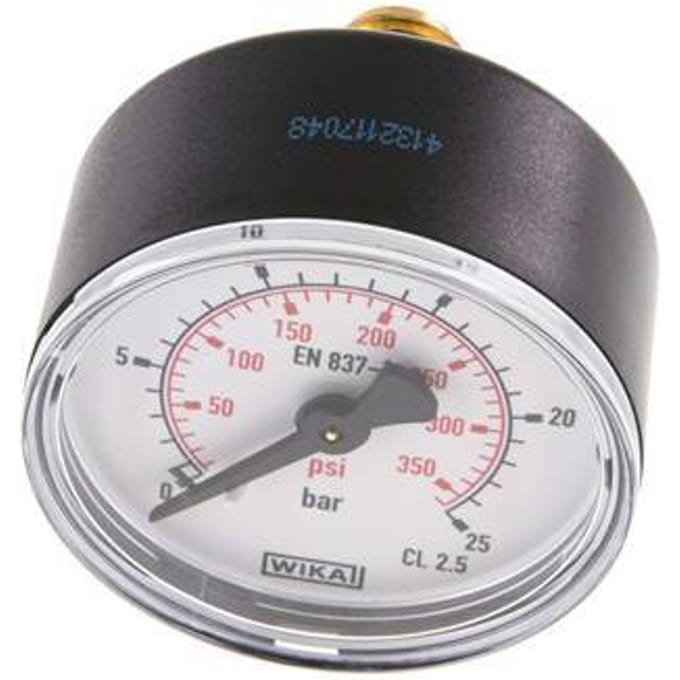 0..25 Bar Manometer Achteraansluiting Kunststof/Messing 50 mm Klasse 2.5