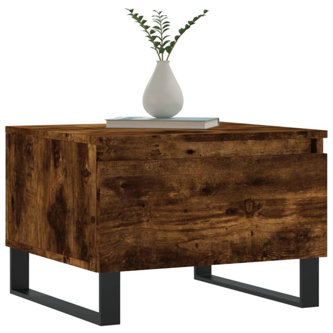 vidaXL - Salontafels - 2 - st - 50x46x35 - cm - bewerkt - hout - gerookt - eikenkleurig