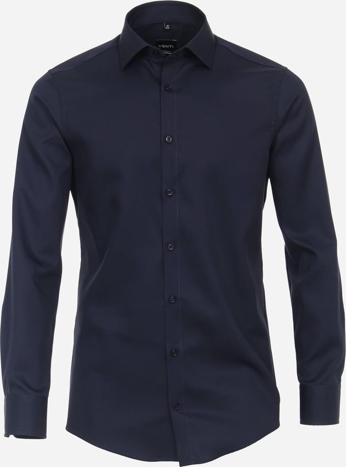 VENTI modern fit overhemd - twill - blauw - Strijkvriendelijk - Boordmaat: 46