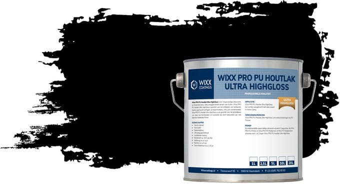 Wixx PRO PU Houtlak Ultra HighGloss - 20L - RAL 9005 | Gitzwart