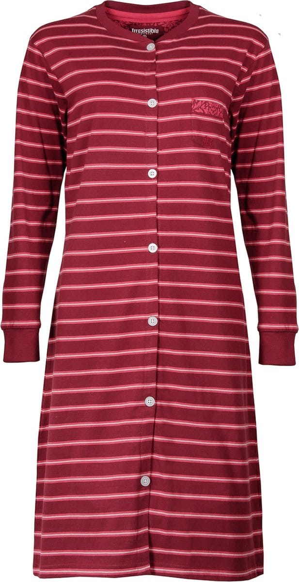 Irresistible Dames Nachthemd - Doorknoop - Katoen - Rood - Maat M