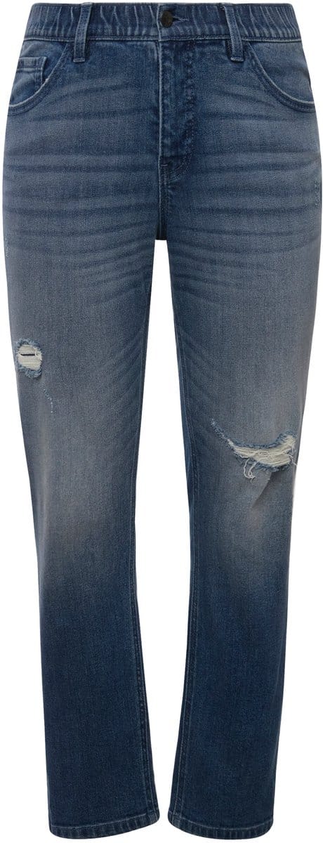 Ulla Popken - Dames - Jeans Sammy destroyed-effecten smalle pijpen - Blauw denim - Maat 56