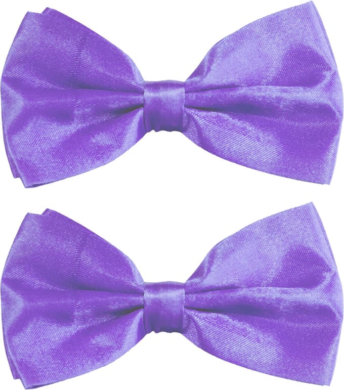 Toppers - Partychimp Carnaval verkleed vlinderstrikje zijdeglans - 2x - paars - polyester - heren/dames