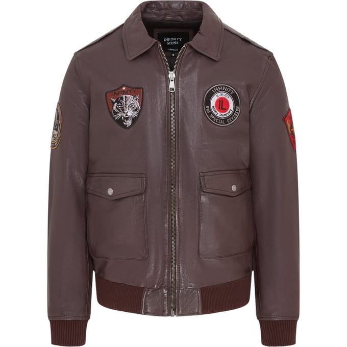 Heren bruin leren bomberjack G-1 Aviator kraag - Maverick