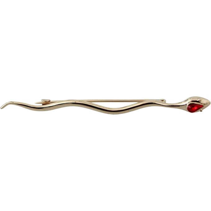 Dolce & Gabbana Gold Messing Slang Rode Kristal Gekleed Reversspeld Broche