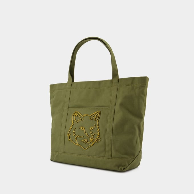 Vossenkop Grote Boodschappentas - Maison Kitsune - Katoen - Groen