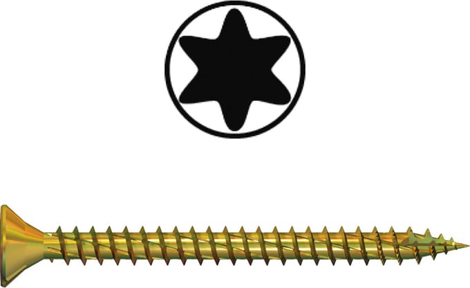 Jet-Fast Houtschroeven 3 x 20 mm Geel Verzinkt TX10 - Universele Torx Schroeven met Voldraad - 1000 Stuks