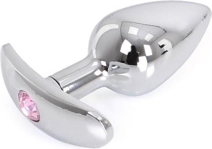 Kiotos - Aluminium Buttplug Met Handvat En Sierkristal - Roze