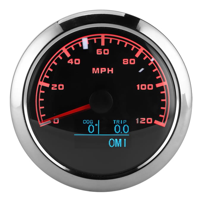 Compteur de vitesse GPS 85 mm Compteur kilométrique de tableau de bord Affichage HD pour Bateau Yacht Moto Voiture 120 MPH gray