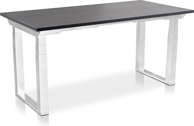 Zit-sta bureau elektrisch verstelbaar - MRC PRO SOLID NEN-EN 527 | 160 x 80 cm | Frame wit - blad zwart eiken| memory functie met USB | 200kg draagvermogen