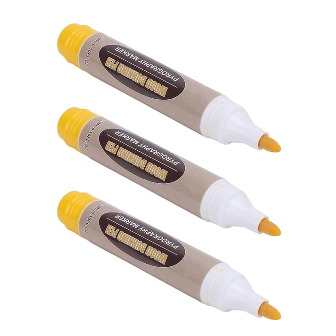 3 Pièces 3ml Stylo Marqueur Scorch Multi-Usage Stylo pour Brûler le Bois pour Artisanat Art Dessin Design yellow