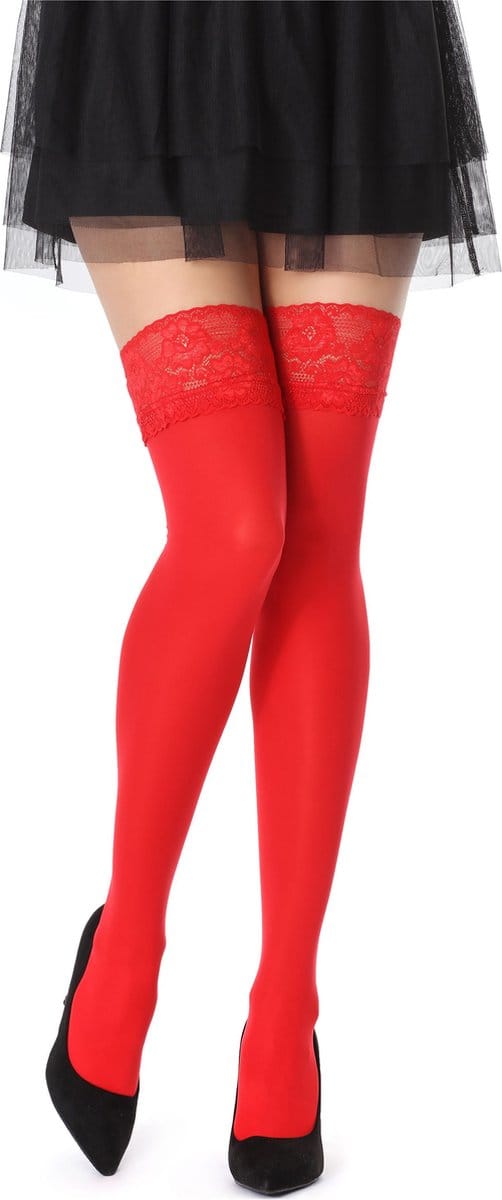 Bellivalini Dames Hold-Up Kousen - 60 Denier - licht glanzend - elastisch - Polyamide - BLV-FI-1005 - Rood - M-L