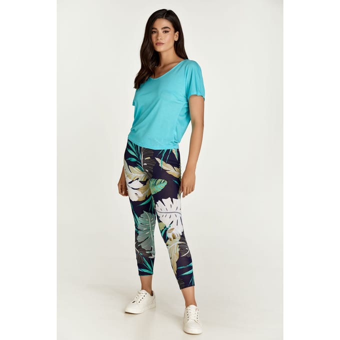 Legging met bladerprint