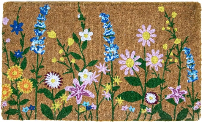 kokosmat handgeweven wilde bloemen 75cm