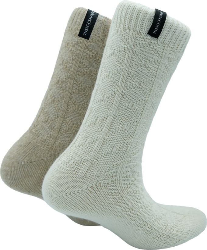 The Sockmaker sokken dames 36-41 - 2-pack Wool Boot - duurzaam - Cream and Brown