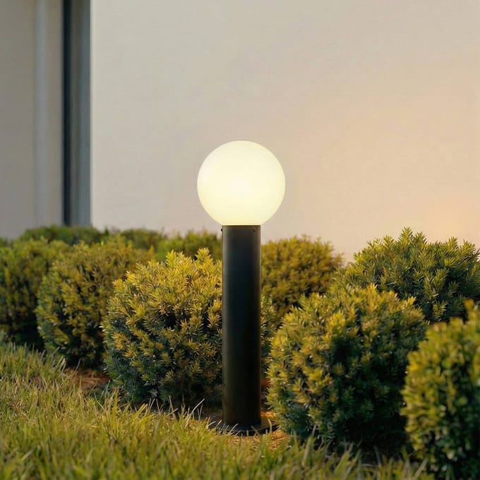 Lindby - Sokkellamp - 1licht - Glas, aluminium - H: 60 cm - E27 - wit, zwart
