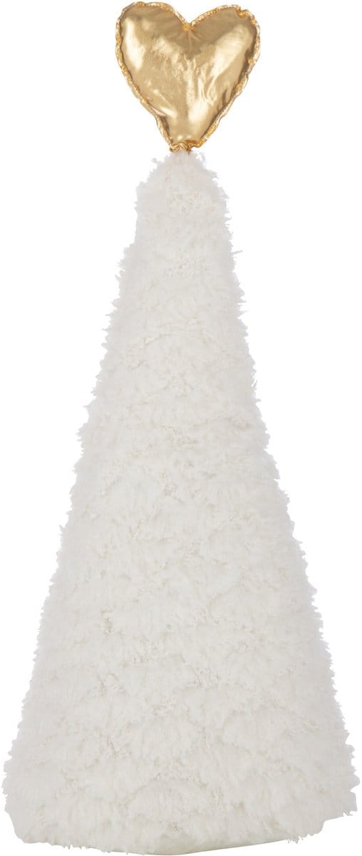 J-Line decoratie Kerstboom Hart - polyresin - wit/goud - large