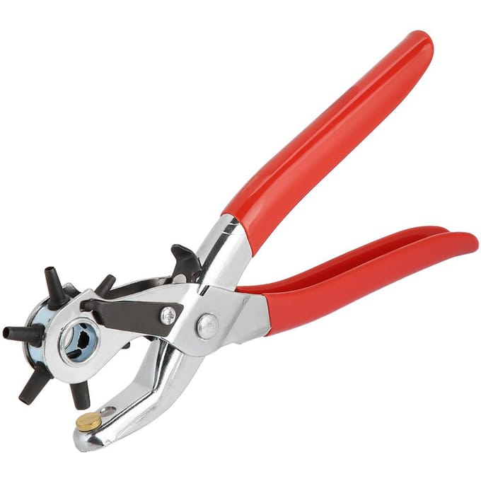 24.5mm Koolstofstaal Multi-Gat Riempons Tang Voor Leer Papier Plastic red