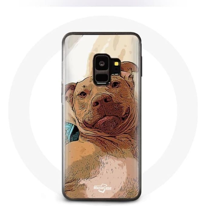 Hoesje voor Samsung Galaxy S9 Amerikaanse Pit Bull Terrier Bruin bruin