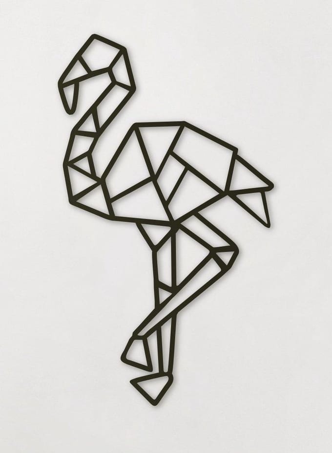 Wanddecoratie Polygon | Flamingo - L (35x60cm)