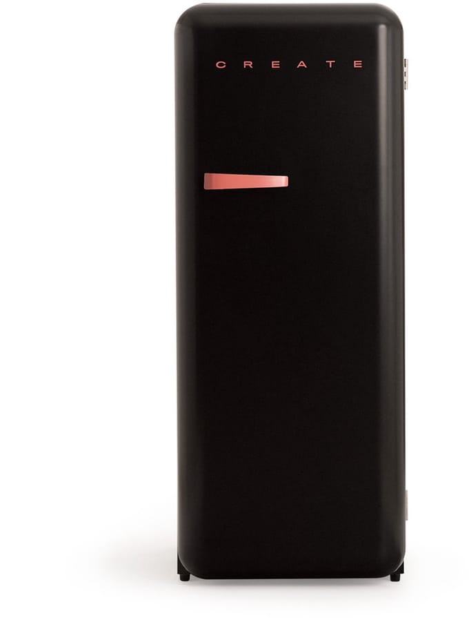CREATE - Koelkast in retrostijl - Zwart - Handvat Terracotta - FRIDGE RETRO 281L
