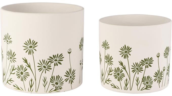 Dekoratief | Set 2 bloempotten 'Base Plants', keramiek, 17x17x15cm | A260457