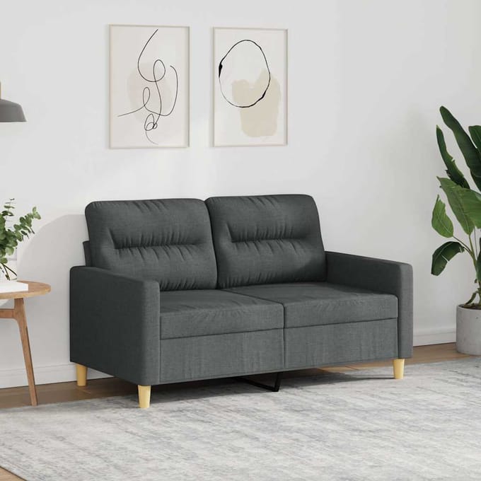 Vidaxl Bank 2-Persoons, Donkergrijs, 120 Cm, Bekleed met Stof