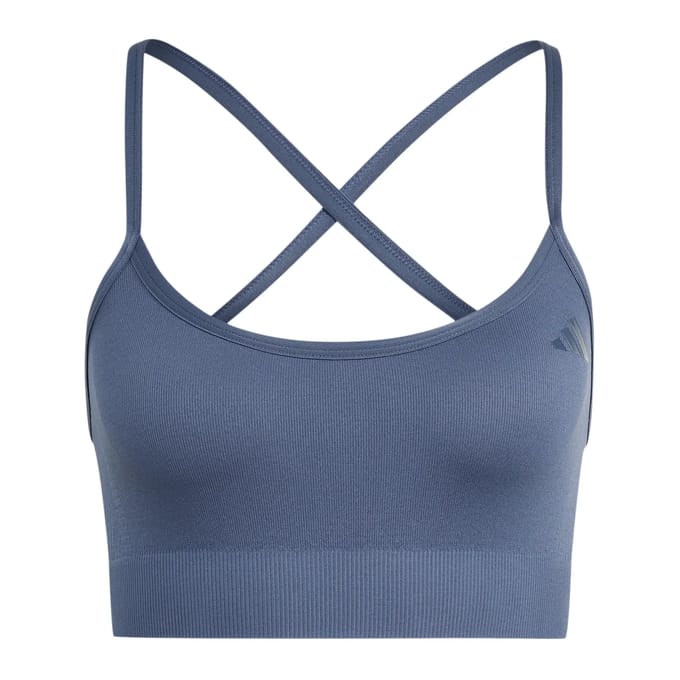 Adidas Performance Workout Essentials Light-Support Knit Beha - Dames - Blauw