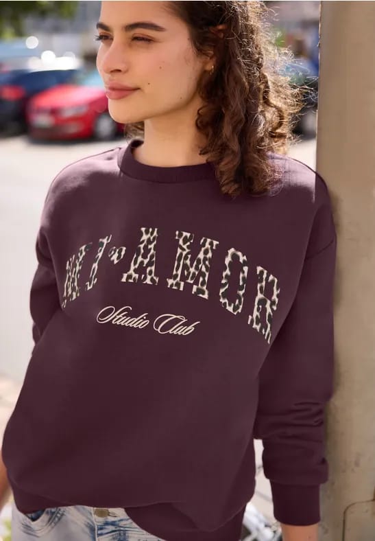 Sweatshirt met ronde hals in Loose Fit-pasvorm