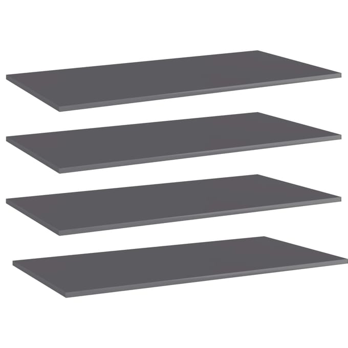 vidaXL - Wandschappen - 4 - st - 100x50x1,5 - cm - spaanplaat - hoogglans - grijs