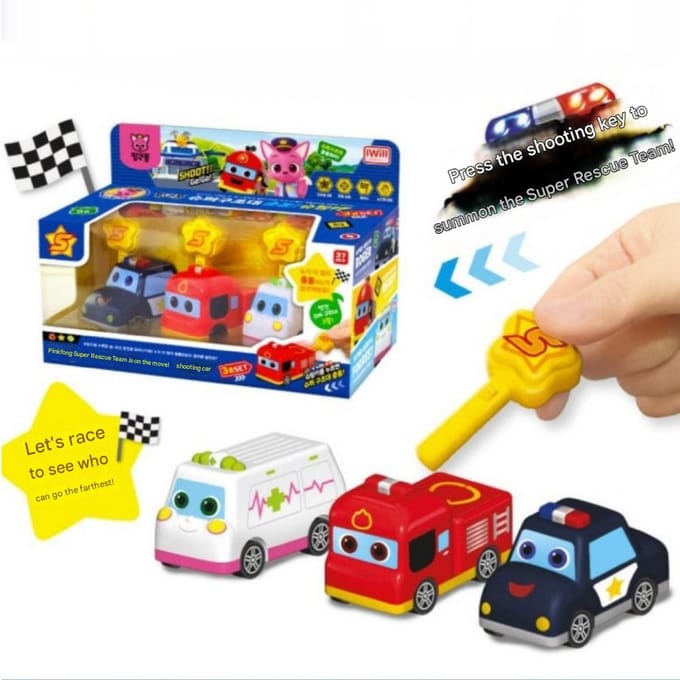 Pinkfong Super Rescue Schietauto 3-delige Set