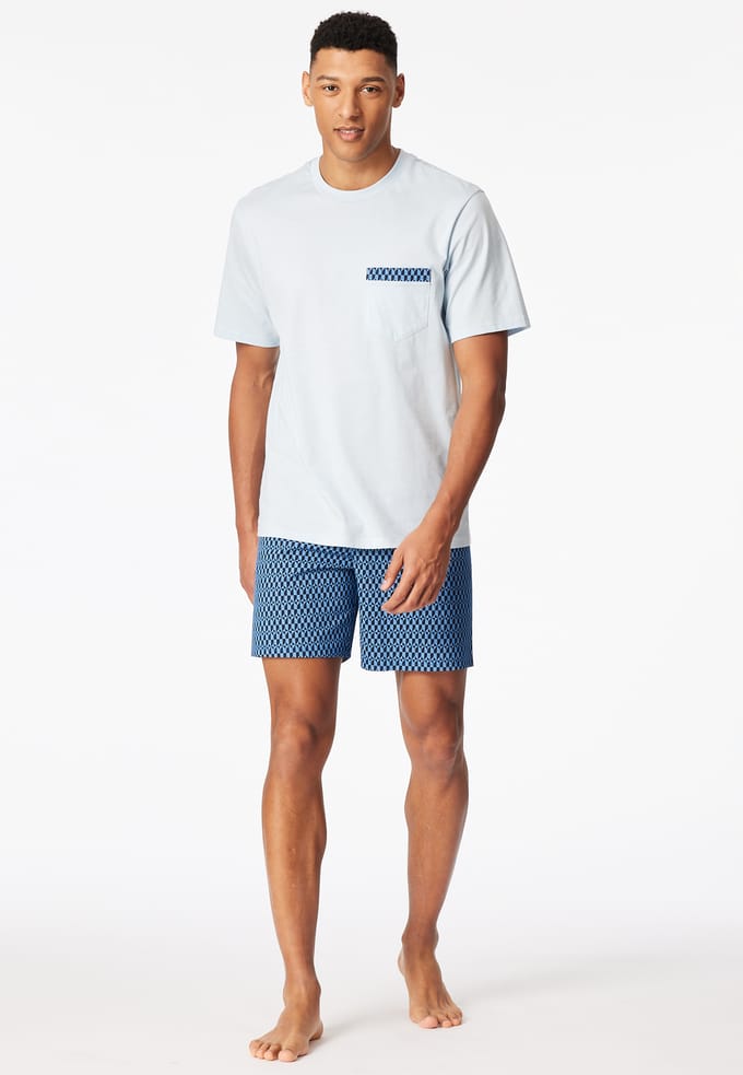 Pyjama kort lichtblauw patroon - Comfort Nightwear 48