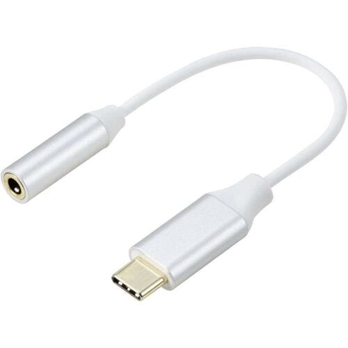Renkforce RF-6056890 USB-C / Jackplug Adapter [1x USB-C - 1x Audio, stereo (3,5 mm aansluiting)] Wit Aluminium-stekker 0.1 m